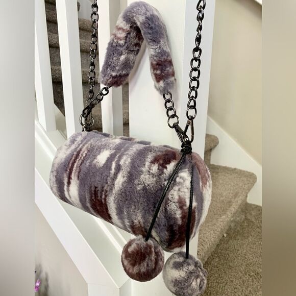 Handmade Real Rex Rabbit Fur Barrel Bag/Crossbody Includes Fur Ball Bag Charm - Picture 11 of 16